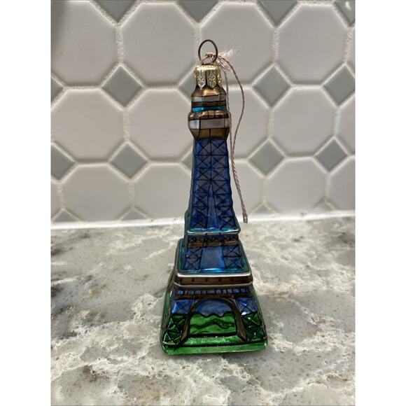 Vintage 1998 Christmas Blown Glass Eiffel Tower Paris Christmas Ornament 5.5" - Picture 5 of 8